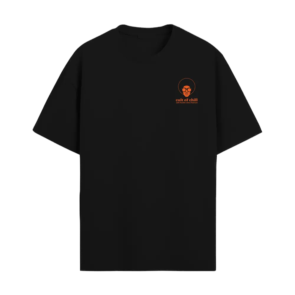 Black oversized graphic tee front view — Afterhours Unfiltered from Chill Afterhours by Cult of Chill