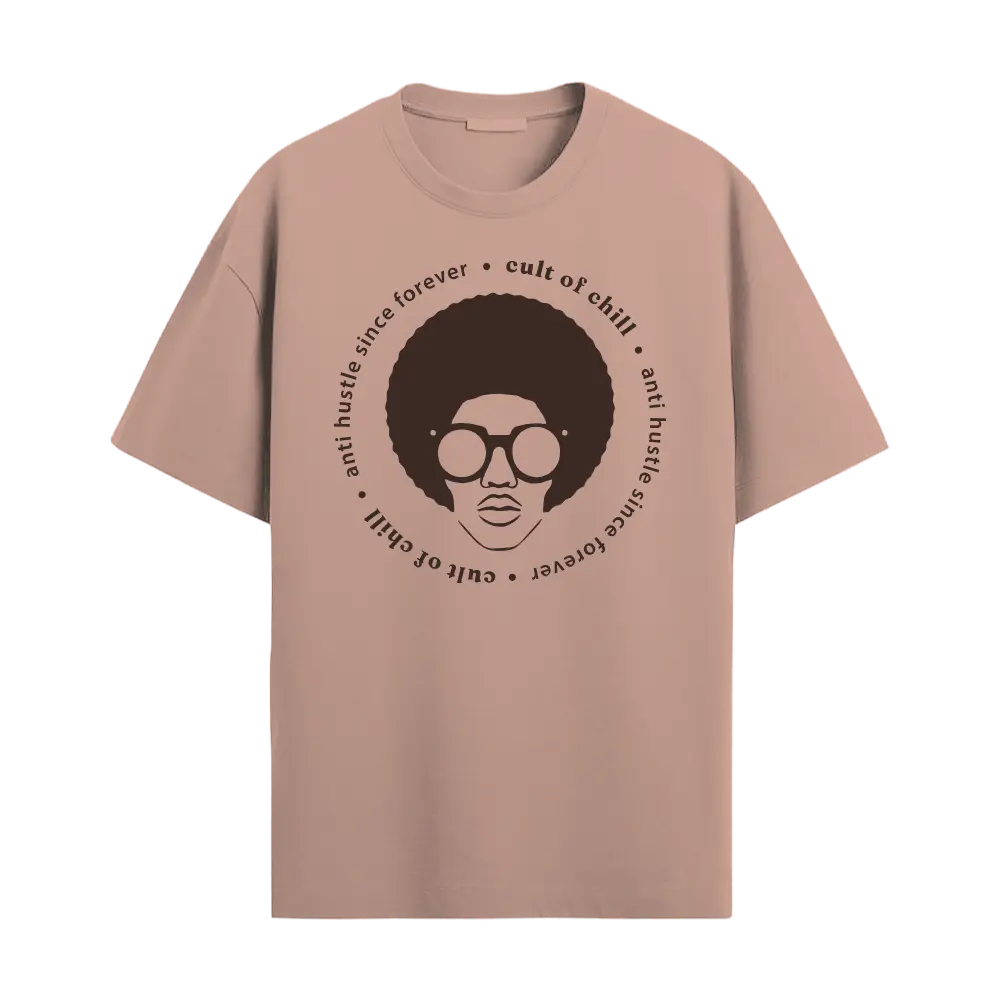 Pink oversized graphic tee front view — Chillcore 03 by Cult of Chill
