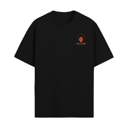 Black oversized graphic tee front view — Afterhours Unfiltered from Chill Afterhours by Cult of Chill