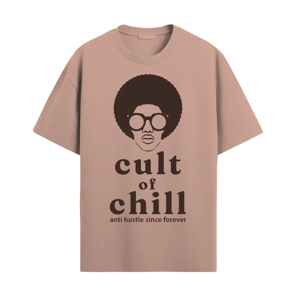 Pink oversized graphic tee front view — Chillcore 02 by Cult of Chill