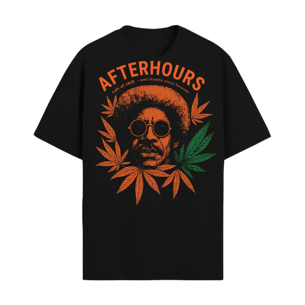 Black oversized graphic tee back view — Afterhours Unfiltered from Chill Afterhours by Cult of Chill