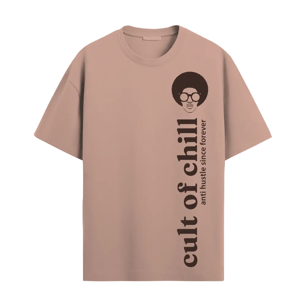 Pink oversized graphic tee front view Chillcore 01 by Cult of Chill